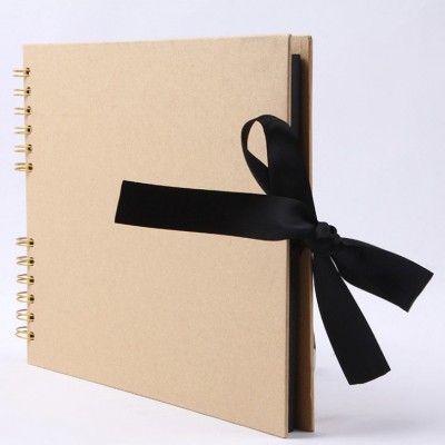 kraft paper photo album gold sprial photo book DIY scrapbook wedding baby album