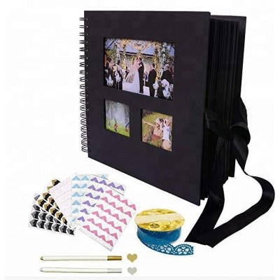 Kraft Scrap Book Photo Albums gold sprial photo book DIY scrapbook wedding baby album with Metallic Marker Pen